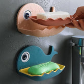 Kuber Industries Soap Stand for Bathroom Kitchen Sink Magic Stickers Wall Mounted (Set of 2 Pcs) Soap Dish Holder, Fish Design Random Color(Plastic) (Pack of 1)